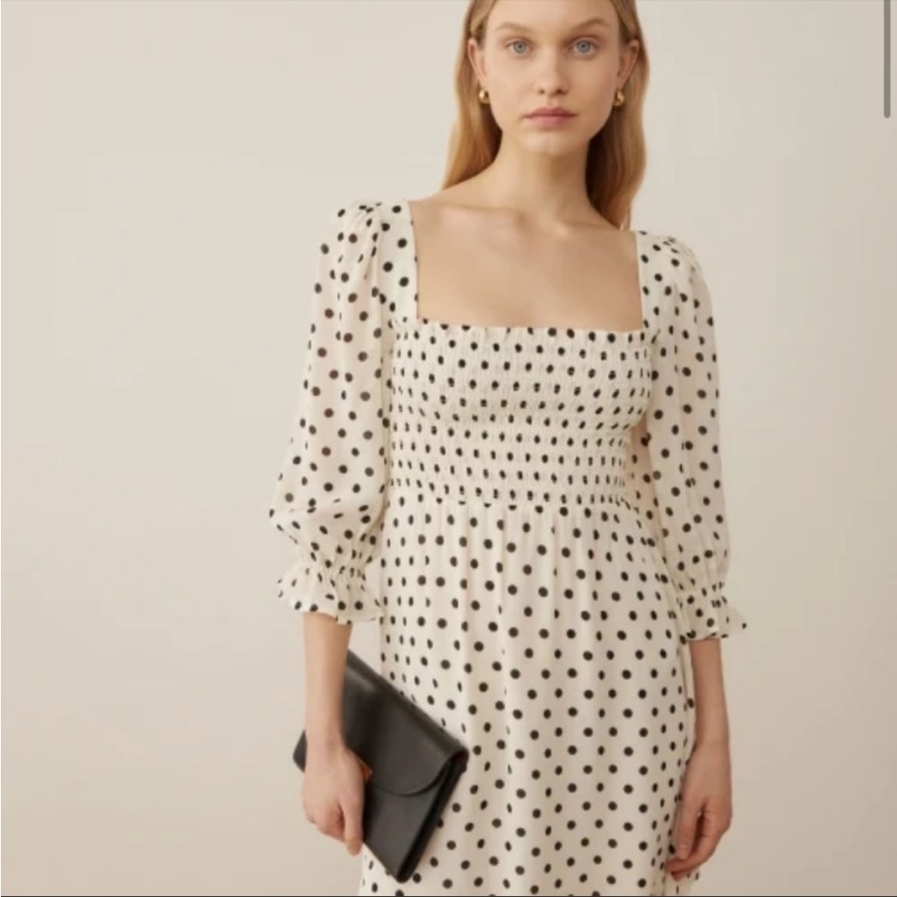 NWOT Reformation Zaria Dress Portofino Small Polka Dot